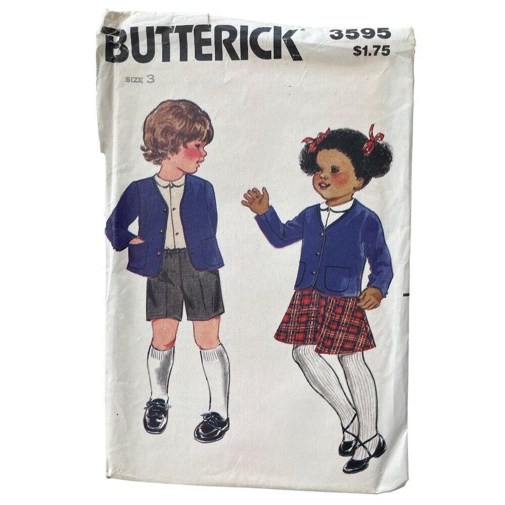 Butterick 3595 Sewing Pattern Size 3 Children’s Jacket Shirt Skirt Shorts CUT